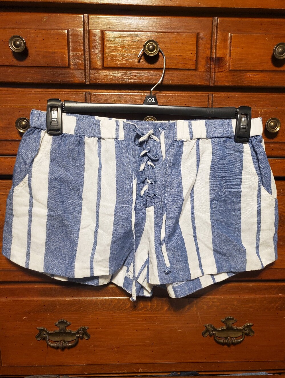 Young Fabulous & Broke Blue and White Striped Lace-Up Shorts